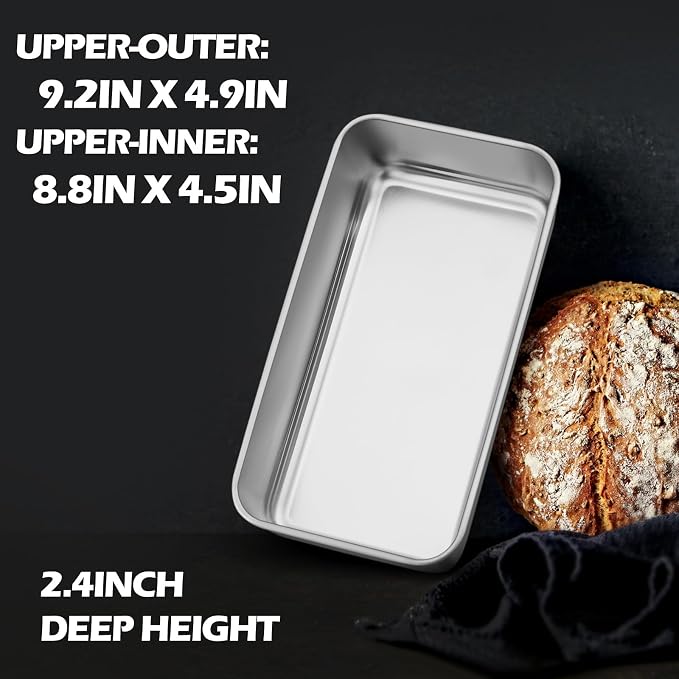 Leonyo Non-Toxic 9x5IN Stainless Steel Loaf Pan for Baking Bread,12 Pack | Metal Sandwich Bread Loaf Pans, Bread Pan Tins for Homemade Meatloaf Cakes Brownies Lasagnas, Dishwasher Oven Safe