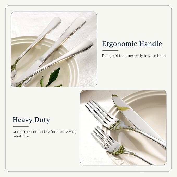Astercook Silverware Set with Steak Knives 24-Piece Flatware Set for 4 Food-Grade Stainless Steel Cutlery Set Mirror Polished Utensils Set Include Spoons and Forks for Home Kitchen Restaurant