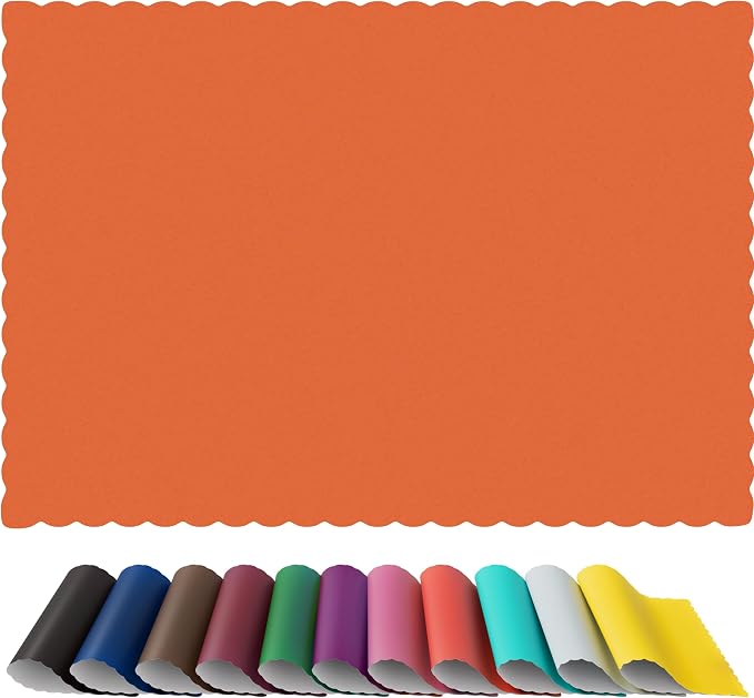 Paper Placemats - Disposable - Scalloped Edge (50, Orange)