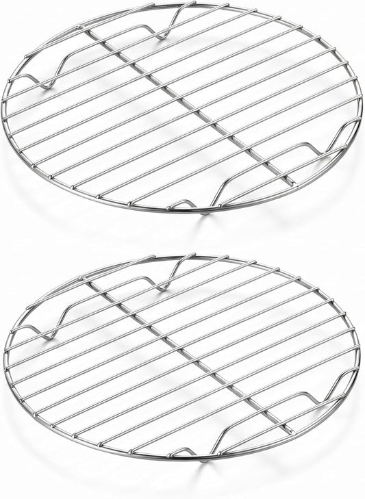 Herogo Round Cooking Racks, 2 Pack 7.6 inch Steaming Cooling Racks | Stainless Steel Baking Canning Racks for Steamer, Fits Air Fryer Pressure Cooker Instant Pot Pan, Dishwasher Safe