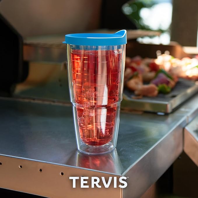 Tervis 24oz Tritan Tumbler | Tabletop Collection, Red | Made in USA, Double-wall Insulated, Shatterproof, BPA-Free, Dishwasher Safe, Fits Most Cupholders, Gifts under $25