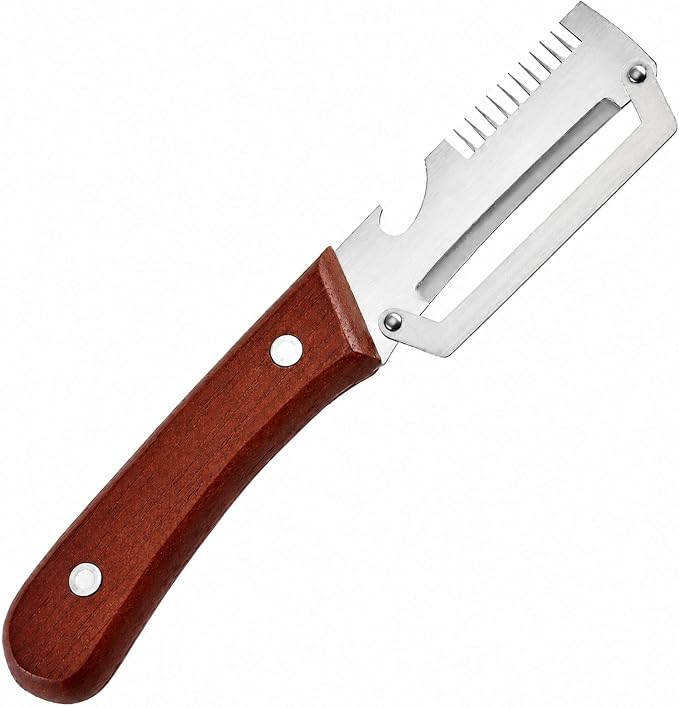 2.5mm Stainless Steel peeler with Wooden Handle - Shredding Knife or vegetables - Elite Multifunction vegetable & fruit Peeler knife - y-peeler for vegetables, Food Prep & Garnishing (1pc)