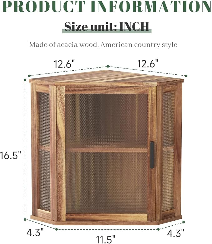 STDDRE Corner Bread Box for Kitchen Countertop 2-Tier Acacia Wood Kitchen Countertop Bread Storage Large Capacity Farmhouse Bread Box with Window Bread Holder Corner Food Organizer (Extra Large)