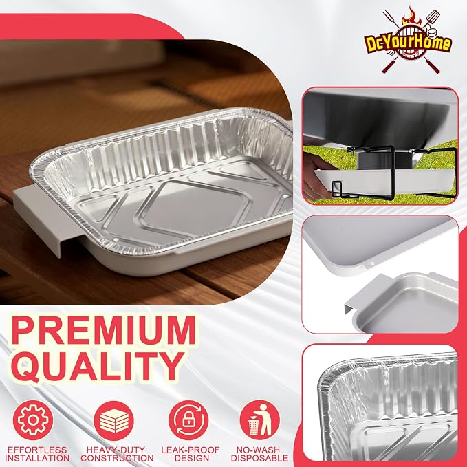 Universal Grease Tray for Most Monument Grills & 10 PCS Drip Pan Liners | Fits Monument 24633 24367 13762 35633 41847NG 14633 25392 17842 Grills replacement parts, Heatproof & easy clean 9.5x6.6"