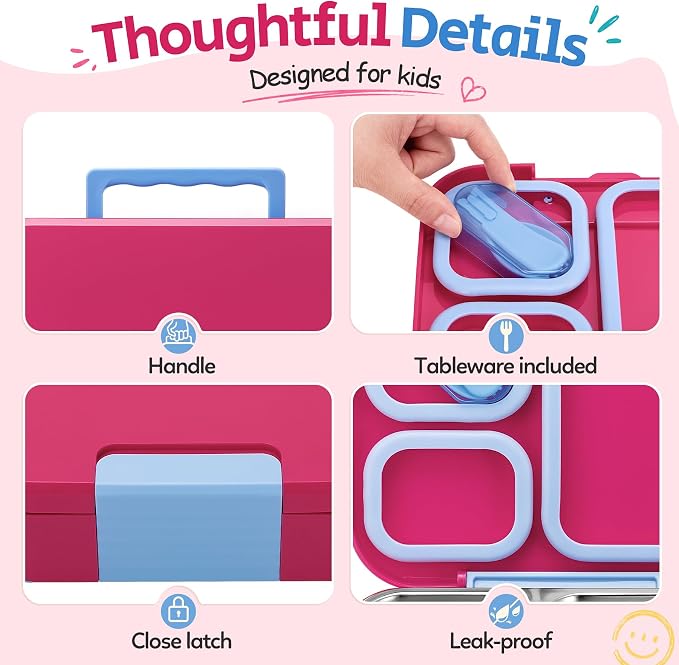 Kids Stainless Steel Bento Lunch Box Adult Girl Food Container Set with Bag | Stainless Steel Bento Lunch Box Kids Container Set Girls Boys Teens with Insulated Lunch Bag and Ice Pack for School Office