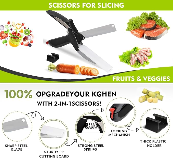 2 in 1 Kitchen Scissors for Food, Separable Stainless Steel Shears for Meat, Fruit & Vegetable