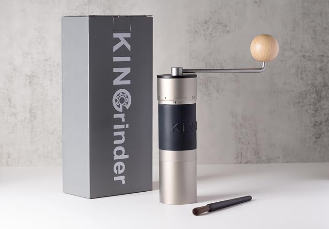 【Sliver】KINGrinder K6 Manual Coffee Grinder Straight Handle Stainless Burr | Supports grind settings for various brewing methods such as pour-over and espresso