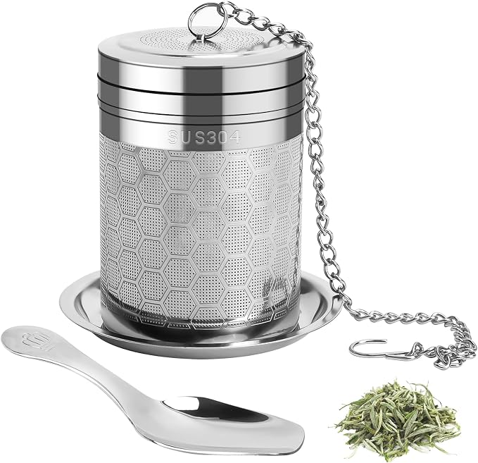 Numola Large Tea Infusers for Loose Tea | Extra Fine Mesh, 304 Stainless Steel, Extended Chain Hook, For Spice Cooking, For Teapot Cup