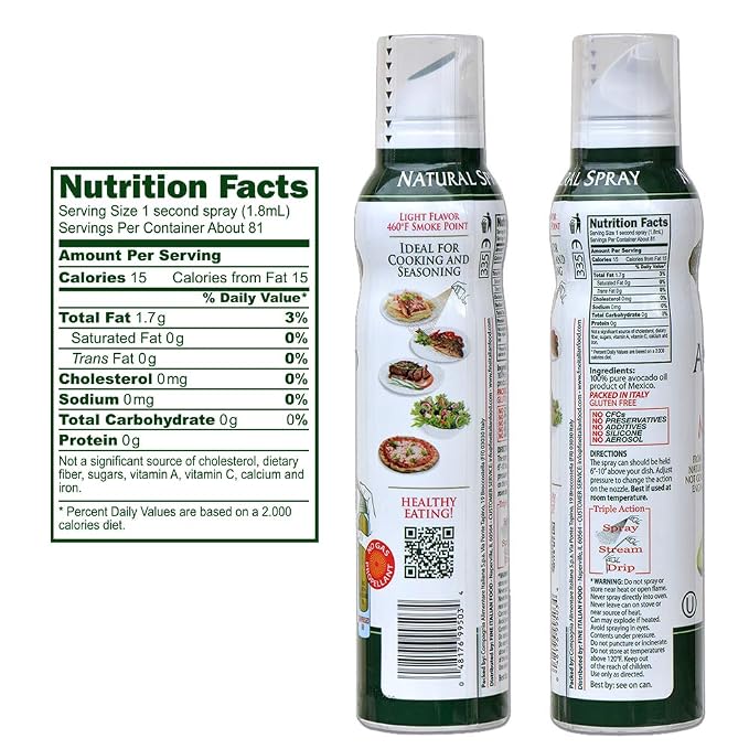Mantova Avocado Oil, 100% Pure Cooking Oil Spray, perfect for healthy Keto snacks, baking, grilling, seasoning, or cooking, our oil dispenser bottle lets you spray, drip, or stream with no waste, 5 oz