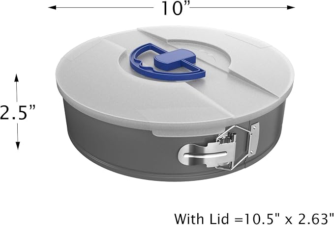 Classic Cuisine Springform Pan with Lid, White, 10” x 2.5” | Nonstick Cheesecake Baking Pan with Travel-Friendly Snap-On Lid - Anti-Warping Steel Bakeware