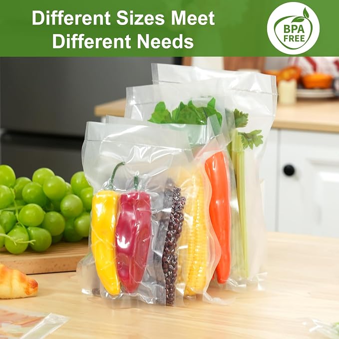 Vacuum Sealer Bags for Food Storage, 100pcs Precut Quart & Gallon | 3Mil Embossed BPA-Free Puncture-Resistant Bags, Universal Fit for Sous Vide, Meal Prep, Freezer Storage & Food Preservation