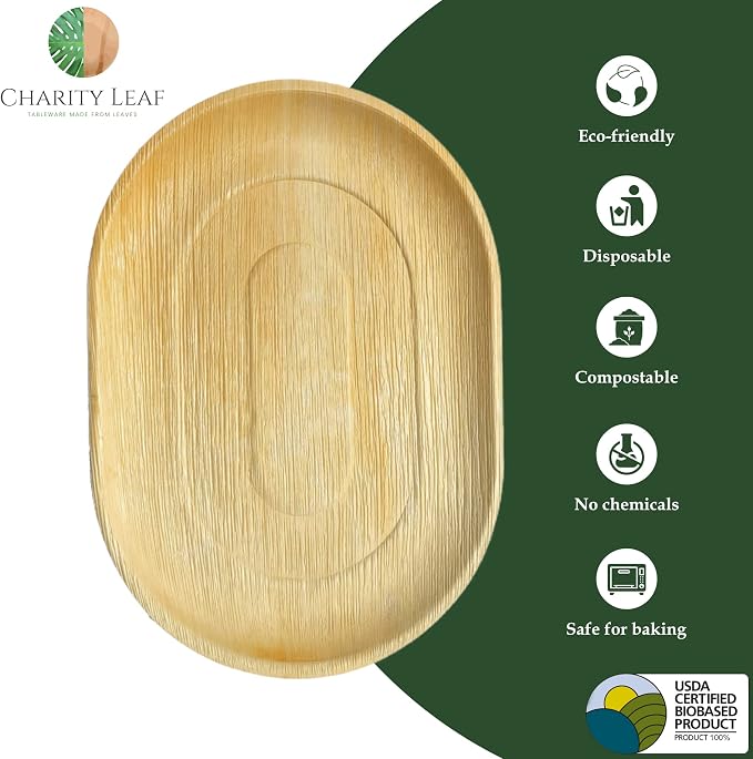 Disposable 17" x 12" Bamboo Trays (25 pieces) Bamboo Serving Platters, Disposable Boards, Eco-Friendly Dinnerware For Weddings, Catering, Events