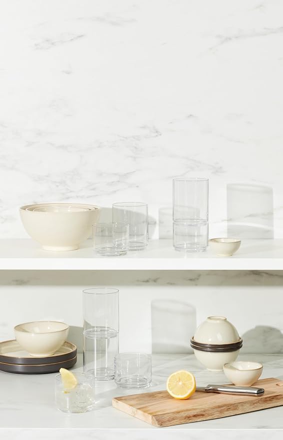 Lenox Tuscany Classics Stackable Highball Glasses, Set of 6 | dishwasher safe | 2.5 inch height | stackable design | 9oz, gift for women, drinking glasses cups, glassware