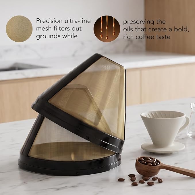 2 Pack Reusable Coffee Filters for Beautiful Drew Barrymore Coffee Maker | Food-Grade Material, Dishwasher-Safe, Eliminates Paper Waste, Saves Long-Term Costs, BPA-Free, Easy-Removal Handle Design