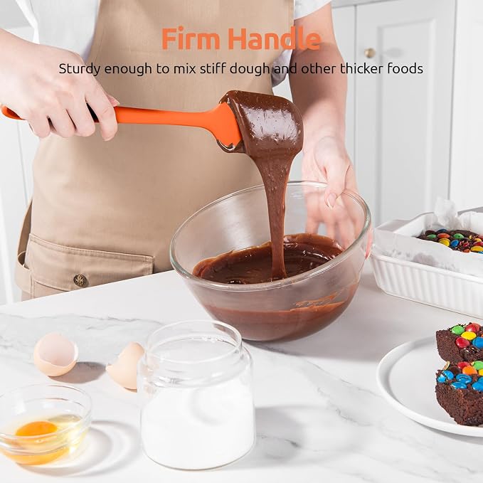 U-Taste Silicone Spatula Set with 600 Degrees Fahrenheit Heat Resistant (Orange) | Food Grade Hot-Proof Seamless Rubber Scraper, Kitchen Flexible Silicon Cooking Utensil Set, Diswasher Safe Baking Supplies