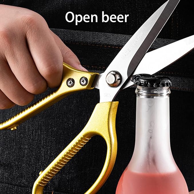 Sharp Kitchen Scissors Aluminum Alloy Handle Stainless Steel Cooking Shears | Heavy Duty Stainless Steel Cooking Shears, Sharp Multi-Purpose Food Scissors for Cutting Chicken, Meat, Poultry, Seafood