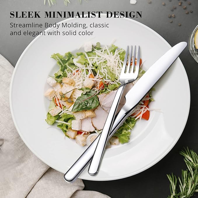 Silverware Set, 20 Piece Flatware Cutlery Set for 4, 18/10 Stainless Steel Silverware Mirror Polished Dishwasher Safe for Home, Restaurant, Wedding, Party(Silver, 20 pieces for 4)