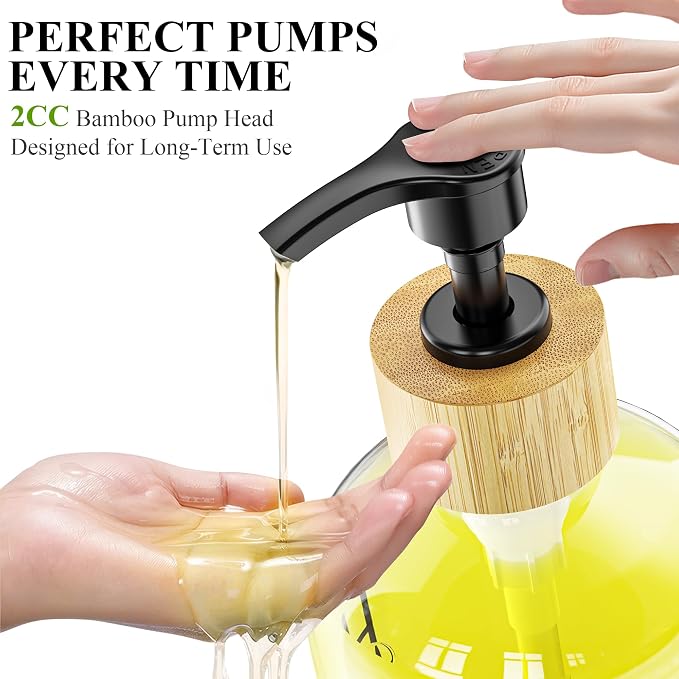 Cisily Kitchen Dish Soap Dispenser Set with 2 Pack 16.9oz Amber Glass Bottle and Sponge Holder, Dish Soap Dispensers with Adjustable Sponge Holder, Vintage Hand and Dish Soap Dispensers Set