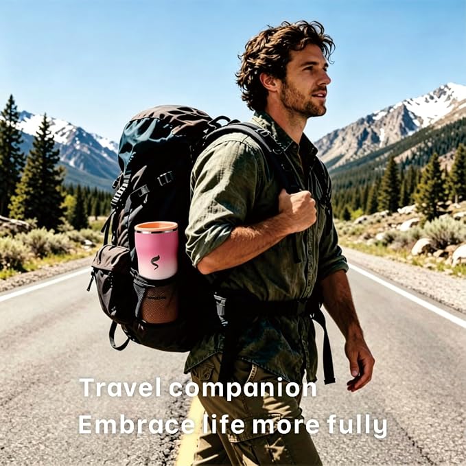 30 oz Insulated Tumbler with Straw and Lid, Blush Pink Ombre | 18/8 stainless steel, double-wall vacuum insulation, BPA-free materials, reusable straw, for everyday hot and cold drinks.