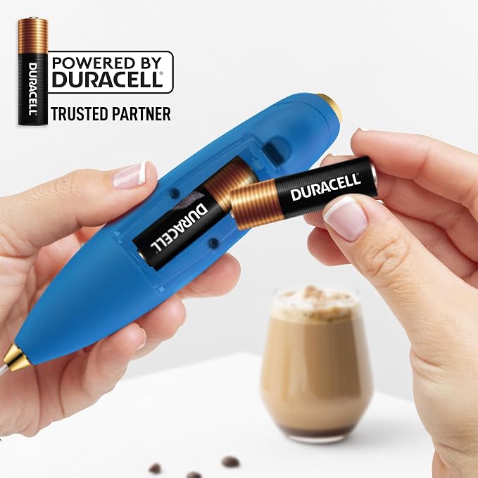 Zulay Kitchen Powerful Milk Frother Wand With Duracell Batteries - Ultra Fast Handheld Drink Mixer - Electric Whisk Foam Maker for Coffee, Lattes, Cappuccino & Matcha - Triple Whisk - Prussian Gold