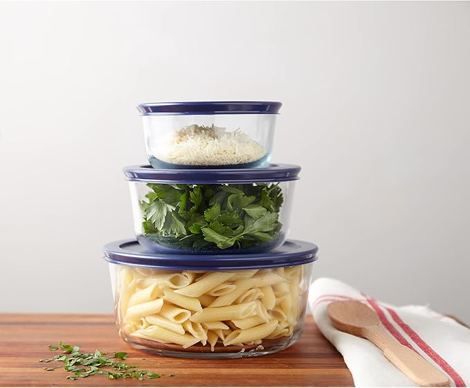 Pyrex Simply Store (3-Pack) Glass Food Storage Containers Set (2, 4, 7 Cup)