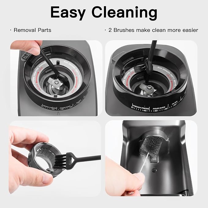 URintells Cuising Burr Coffee Grinder, 51 Grind Setting and Low-Speed Motor | 51-53mm & 58mm Portafilters Holder, Anti-Static Ground Bin, 0.1s Precision Dosing, Hands-Free Grinding, 12.3oz Bean Hopper