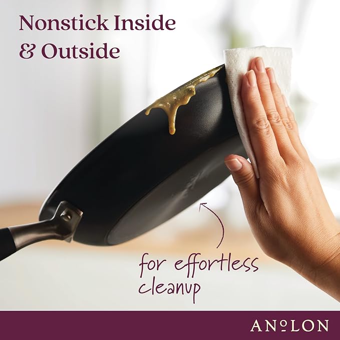 Anolon Advanced Home Hard-Anodized Nonstick Frying Pan with Helper Handle, Large Skillet, Non Stick Pan, 14.5-Inch, Onyx