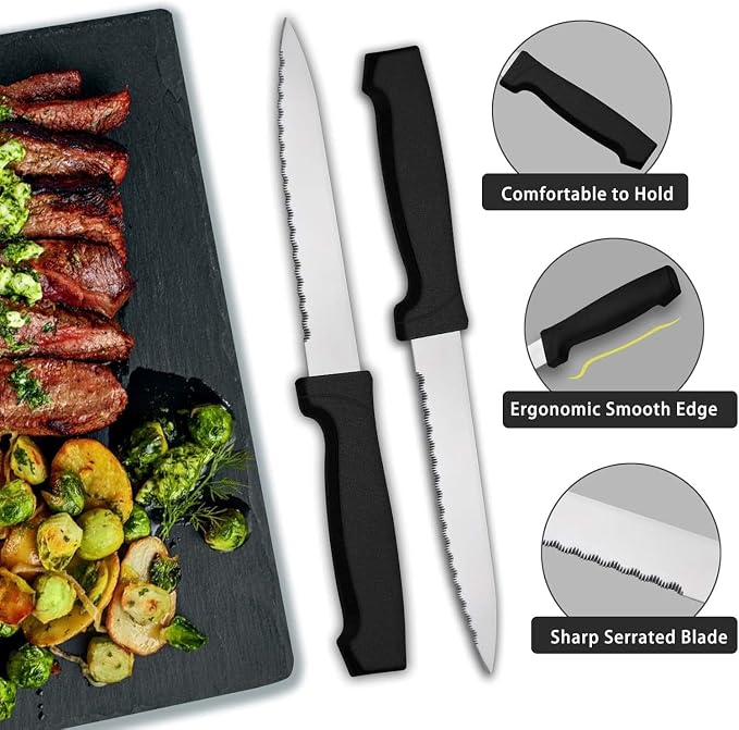 Pleafind 48-Piece Stainless Steel Silverware Set for 8 - Heavy Duty Flatware Set Including Steak Knives, Forks, Spoons and Dinner Knives, Mirror Polished Kitchen Utensils Set, Dishwasher Safe