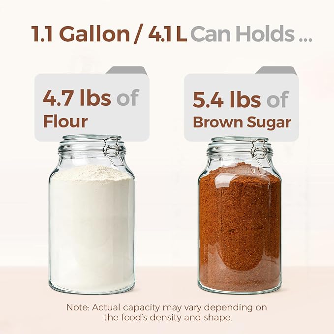 ComSaf Large Glass Jars with Airtight Lids 1.1 Gallon 2 Pack Wide Mouth | Flour sugar rice, Kombucha kimchi, Sourdough pickling, Pantry organization, Pickling fermenting, Cabinet organization