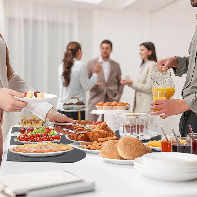 Homaxy Wedge Faux Leather Placemats for Round Table, Set of 6, Dark Grey | Waterproof Wipeable Washable Table Mats, Easy to Clean Anti-Slip Place Mats, 11.8" x 17"