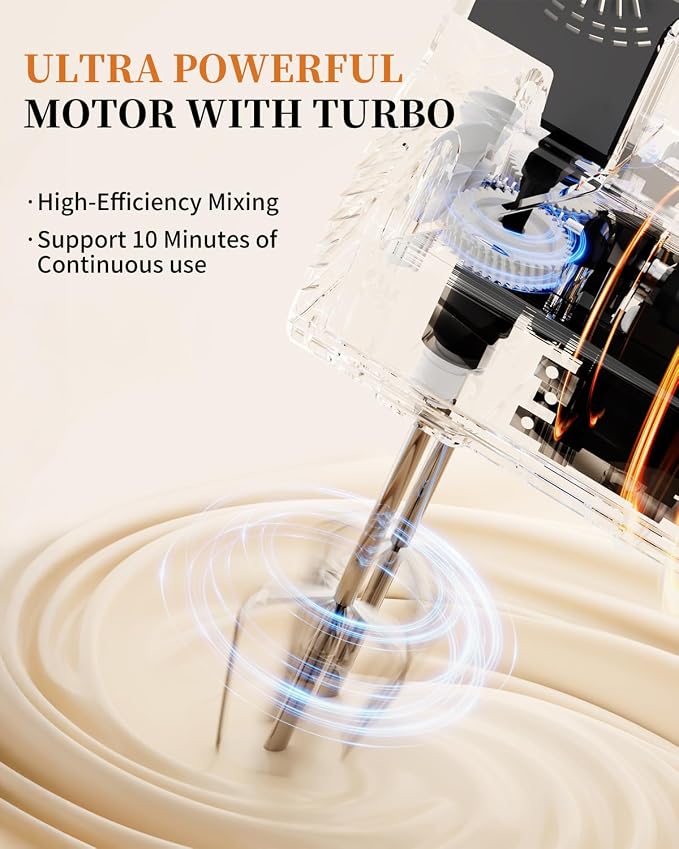 Hand Mixer 5-Speed 200W Turbo 4 Stainless Steel Accessories Classic White | Lightweight Electric Hand Mixers for Whipping Egg Cream&Baking Cakes with Turbo Ultra Power, Gift for Women and Mom