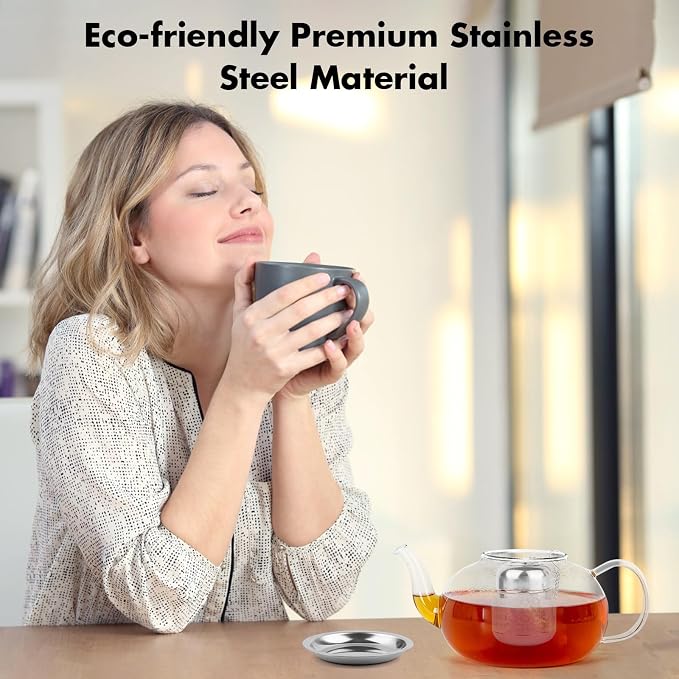 Tea Infuser for Loose Leaf Tea, Extra Fine Mesh Tea Strainers, 304 Stainless Steel & Updated Slim Threaded Lid, Loose Leaf Tea Steeper for Brew Tea, Spices, Rooibos, 2 Pcs, Sliver