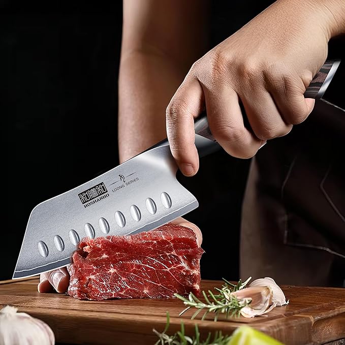 HOSHANHO 5 Inch Japanese Chef Knife, Ultra Sharp Kitchen Santoku Knives | Professional Japanese High Carbon Stainless Steel Kitchen Knife, Cooking Knife with Ergonomic Pakkawood Handle, Gifts