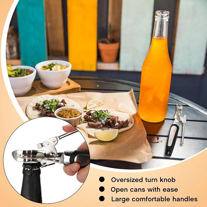 Gisafai 10 Pcs Can Opener Manual Bulk Smooth Edge with Sharp Blade and Soft Non Slip Grip Handle Heavy Duty Handheld Safety Can Opener for Kitchen Restaurant, Black and Silver