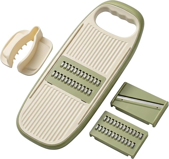 NACOLUS Handheld Mandoline Slicer for Kitchen,3 Blades with Hand Guard | cute avocado-style vegetable slicer,3 blades,self-stores blades,safety guard,perfect for small kitchens,gifts
