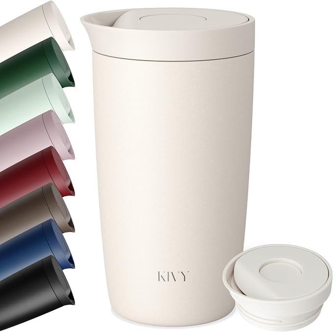 KIVY Travel Coffee Mug Tumbler [24h Cold | 6h Hot] Reusable Insulated Coffee Tumbler Stainless Steel - Spill Proof Coffee Travel Mug - Leakproof 12oz Insulated cup to go - Dishwasher Safe, BPA Free