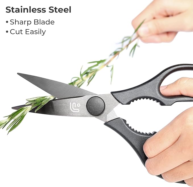 Kitchen Scissors All Purpose Kitchen Shears with Magnetic Holder, Heavy Duty Scissors Shears Dishwasher Safe, Come Apart Food Scissors for Meat, Poultry, Cooking, BBQ, Vegetable, Herbs, Black