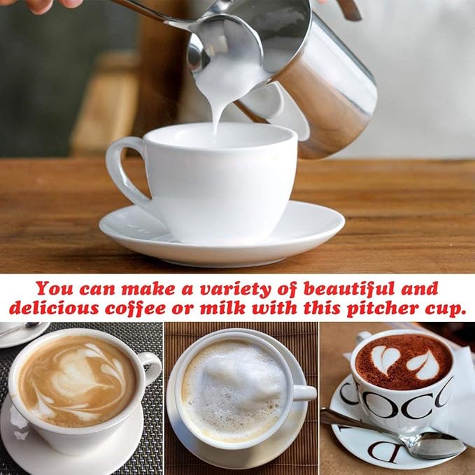 Milk Frother, HomeGoal Stainless Steel Manual Milk Foamer, Handheld Coffee Milk Frothing Pitchers,Manual Operated Milk Foam Maker For Cappuccino Coffee Latte Hot Chocolate(14-Ounce/400ml)