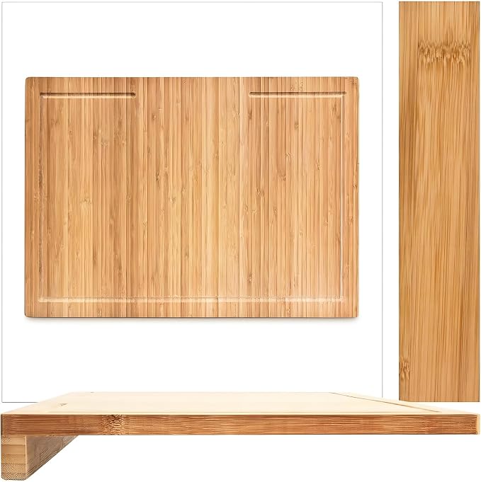 Premium Bamboo Cutting Board with Juice Groove - Extra Large 22x15 Inch Chopping Block for Kitchen - Natural Wood Cutting Surface for Meat, Vegetables and Food Preparation | Extra Large 22x15 Inch Chopping Block for Kitchen - Natural Wood Cutting Surfa...