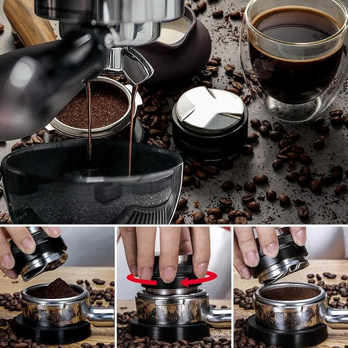 MATOW 53mm Coffee Distributor and Tamper, Dual Head Coffee Leveler Compatible with Breville 54mm Portafilter, Adjustable Depth- Professional Espresso Hand Tampers
