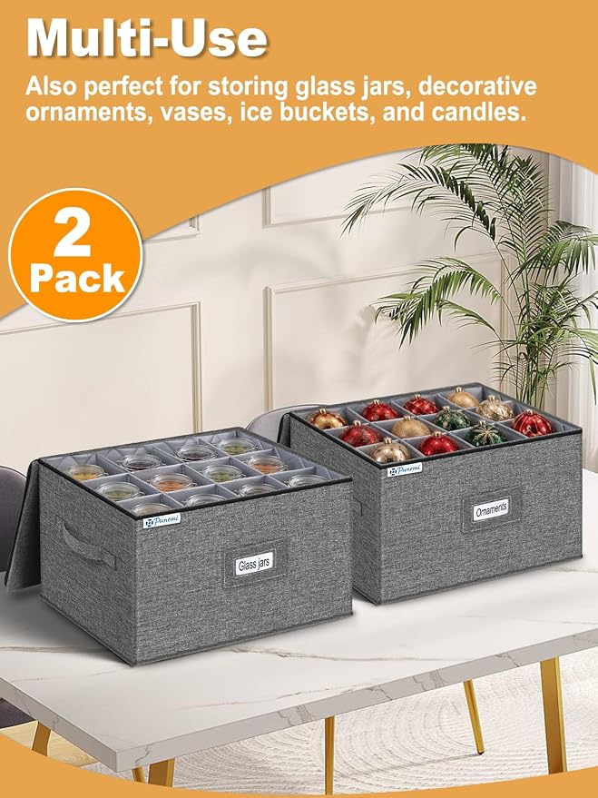 Wine Glass Storage Box for 24 Glasses, Hard Shell Stackable Moving Case | Hard shell side and bottom support with padded dividers for crystal glasses, stemware and drinkware; stackable for moving