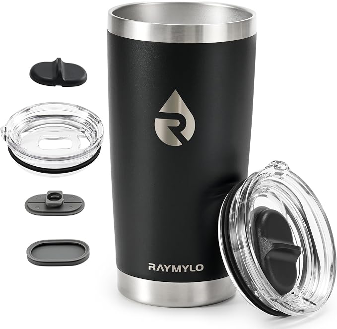 RAYMYLO Travel Coffee Tumbler, Insulated Travel Coffee Mug Cup, 20oz | Detachable Lid for Thoroughly Clean, Cup Holder Friendly for Outdoor, Double-Wall Vacuum Insulation, Spill Proof & BPA Free