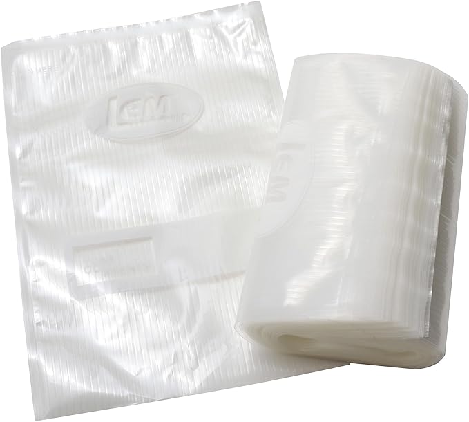 LEM Products MaxVac Quart Vacuum Sealer Bags, 8" x 12", 44 Count | Puncture Resistant, Compatible with Major Vacuum Sealer Brands, Helps Prevent Freezer Burn and Preserves Freshness and Flavor