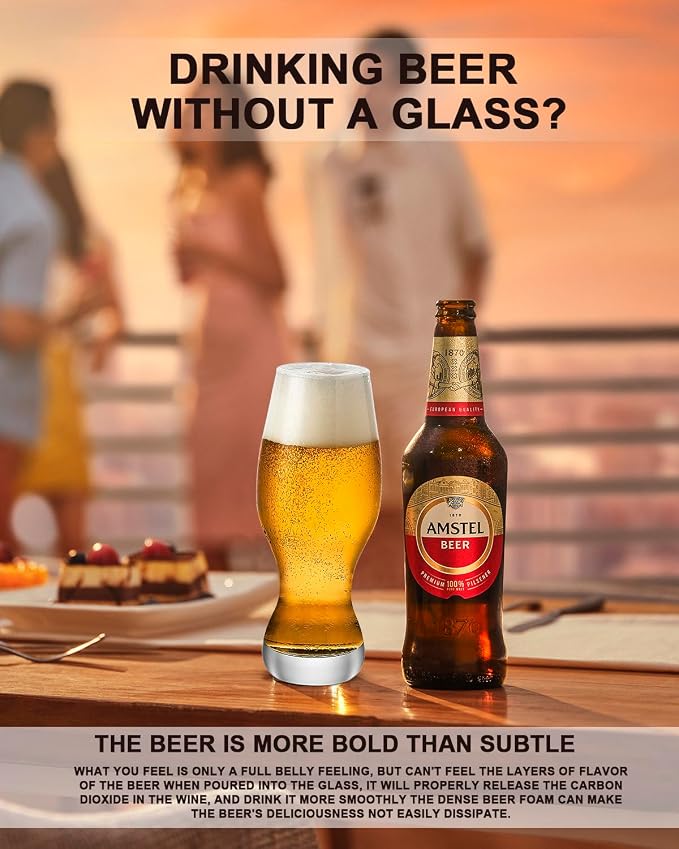 LUXU IPA Beer Glasses,Pilsner Beer Glasse,16 oz,Set of 4 | Craft Beer Bar Glasses,Lead-free Drinking Glasses,Ideal Gifts for Lager,Ale or Craft Beer Lovers-Crystal Clear