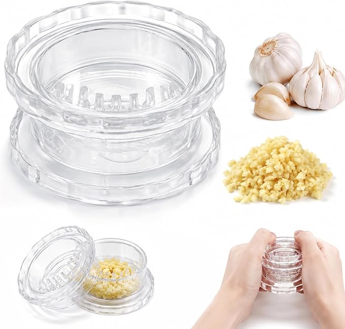 Garlic Mincer Transparent Manual Garlic Press, Multi-Functional Mincer for Garlic, Onion, Ginger, Herbs, Nuts