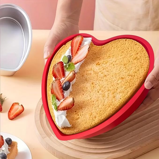 Heart Shaped Cake Pans, 3pcs 6 Inch Silicone Cake Pan for Baking, Heart Molds Silicone Non-Stick Quick Release Suitable, Easy Clean