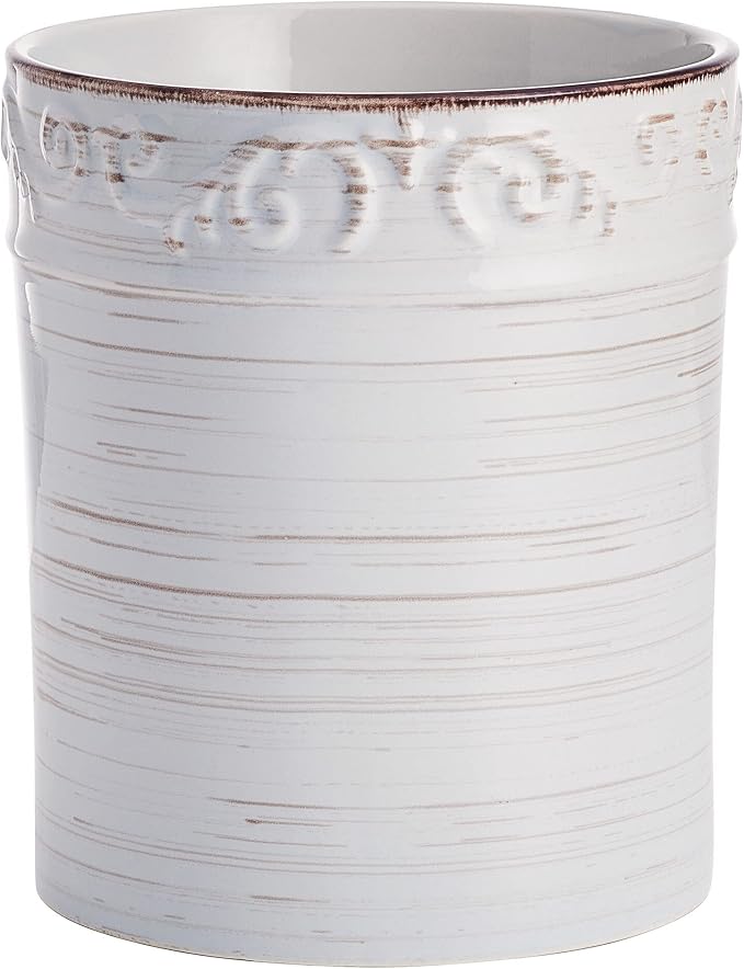 Pfaltzgraff Trellis Utensil Crock, 7x6 inch, White