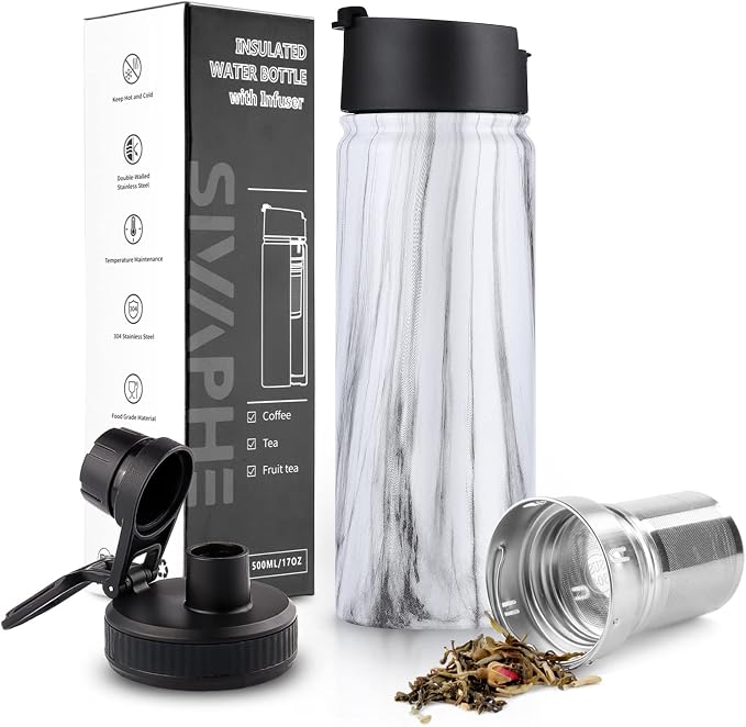 Tea Infuser Bottle With Removable Loose Leaf Filter Stainless Steel Insulated Travel Tea Strainer Tumbler Tea Drinkers Gifts for Men Women