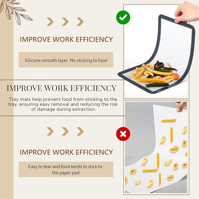 Reallnaive 8 Pcs Silicone Baking Mats Compatible with Harvest Right Freeze Dryer Small Trays Silicone Mats Reusable Food Safe Sheet Heat Resistant Durable Easy Clean No Stick for Kitchen