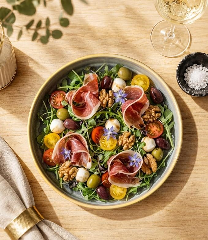 7.5" Ceramic Pasta Bowls Set of 4, Salad Bowls | Versatile Serving Bowls for Pasta, Salad, Fruit & Noodles, Housewarming & Wedding Gift, Autumn Haze